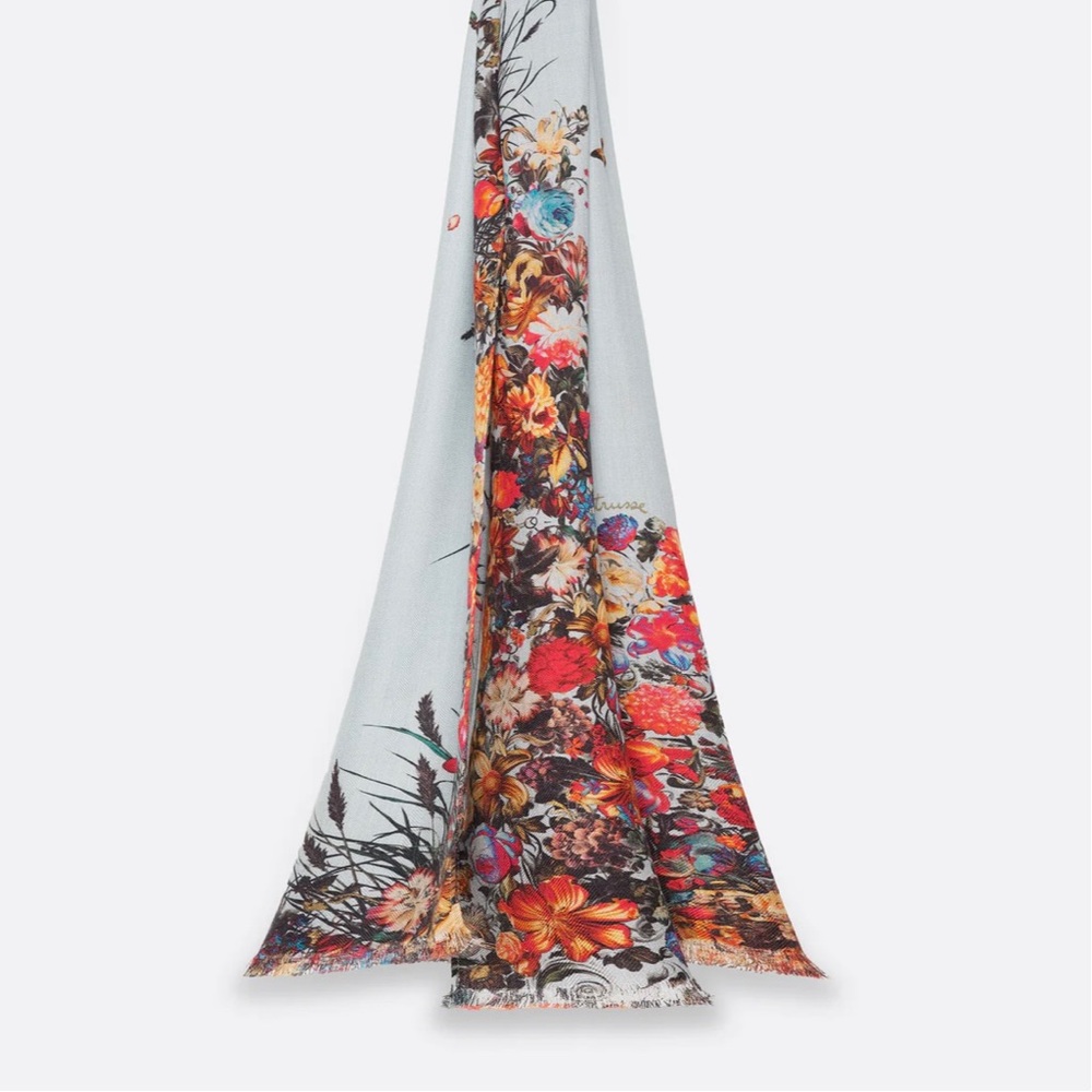Petrusse silk wool blend scarf Cascade Blue